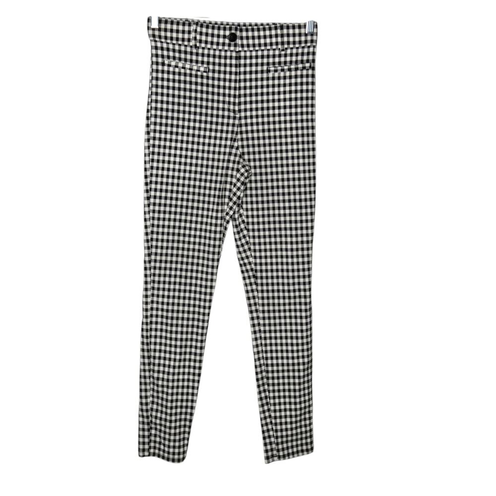 Primark Black & White Gingham Checked High Rise Skinny Pants Women's 8